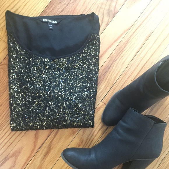 Black with gold sequin blouse - Picture 2 of 4