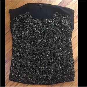 Black with gold sequin blouse