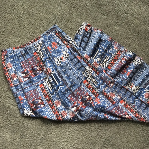 Forever 21 folk print maxi skirt in blue