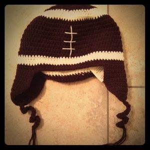 NEW brown white Football Helmet Knit Baby Beanie
