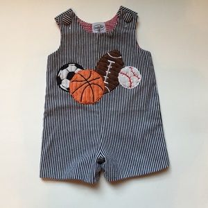 Mud Pie striped Sports Jon Jon romper shortall