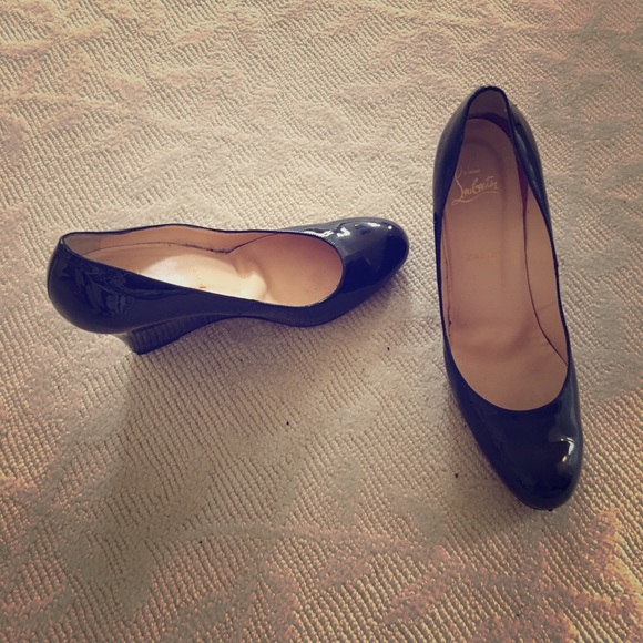 Christian Louboutin black patent leather wedges!