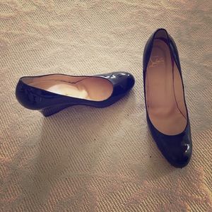Christian Louboutin black patent leather wedges!