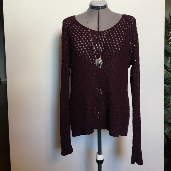 American Eagle Purple Knit See-Through Sweater