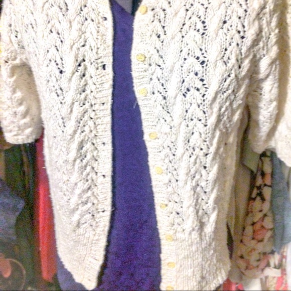 Short sleeve white sweater cardigan - Picture 3 of 3