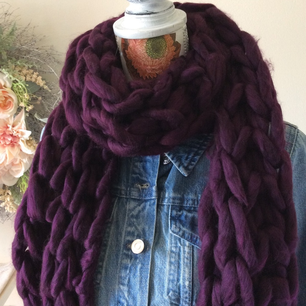 LAYLA🌿 Oversized Knit Scarf- WINE  🌿 TOP Rated - Picture 2 of 4