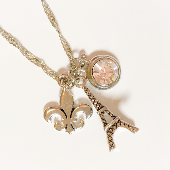 Silver Paris Eiffel Tower Charm Necklace - Picture 3 of 4