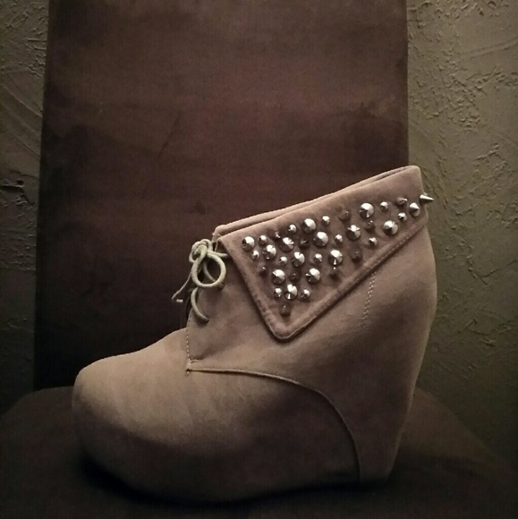 Studded Wedge Heel Booties