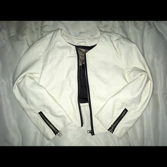 Half zip faux leather jacket 3/4 sleeve