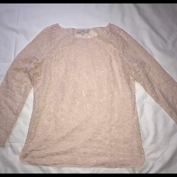Loft Lacy Sheer Longsleeve Blouse - Picture 1 of 1