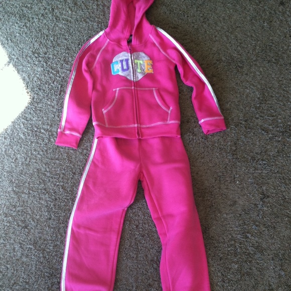 Pink sweat pants and hoodie sz 6/6x