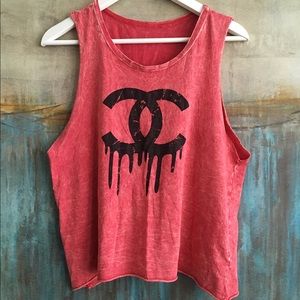 Dripping Chanel Logo Muscle Tee Size M