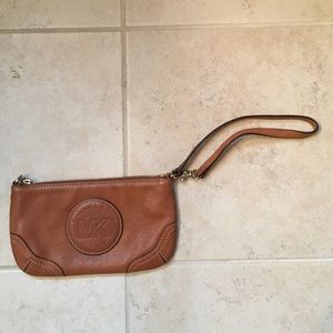 Micheal Kors brown leather wristlet