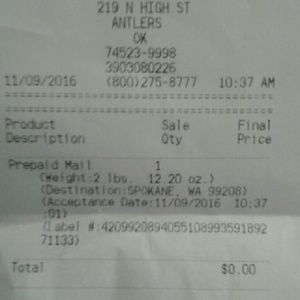 Jacket receipt