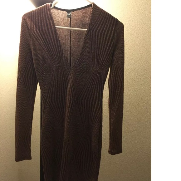 Bodycon Dress, Long Sleeved, Deep Neck