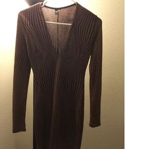 Bodycon Dress, Long Sleeved, Deep Neck