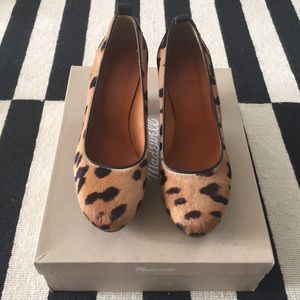 Madewell Leopard Calfhair Stacked Heels
