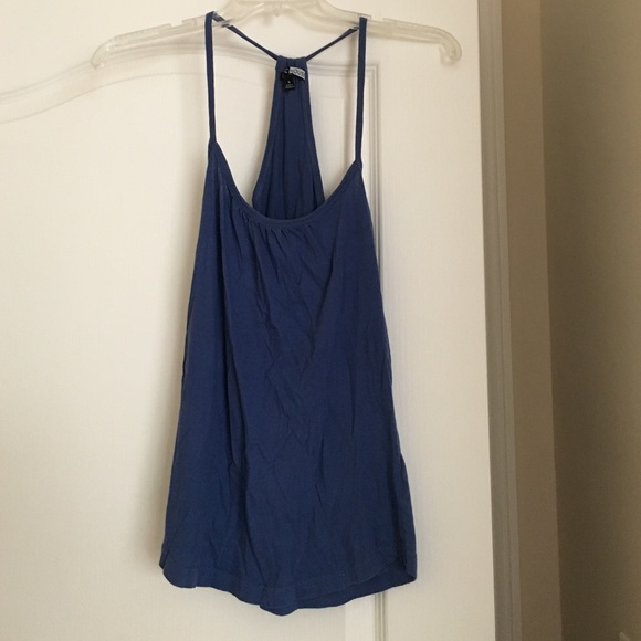 Blue racer back spaghetti strap tank