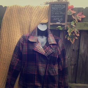 Plus size junior XXL plaid wool blend jacket