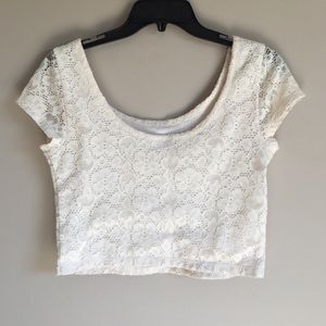 Cream lace crop top
