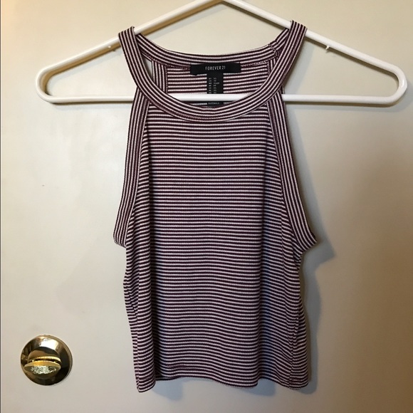Maroon Striped Crop Top