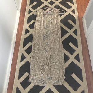 Pointelle knit duster vest