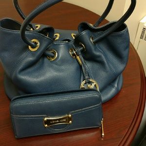 Navy Blue MK wallet & Purse Bundle