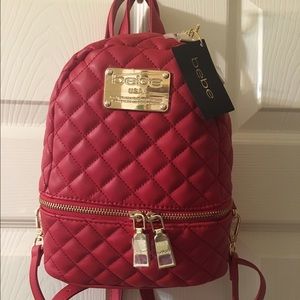 BEBE Red Mini Quilted Backpack