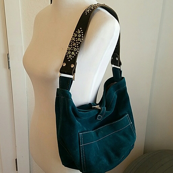 Tylie Malibu teal suede hobo bag