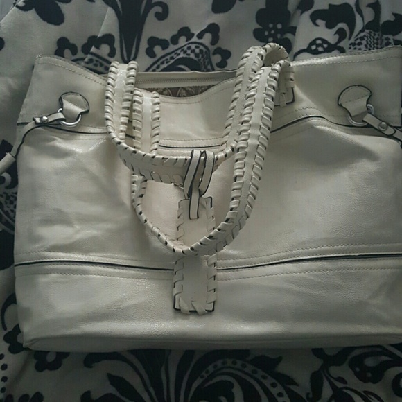 White leather bag