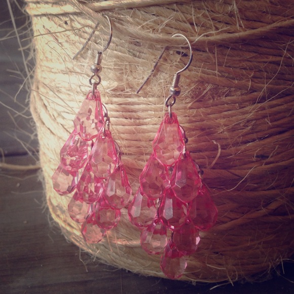 Glamorous pink dangle earrings