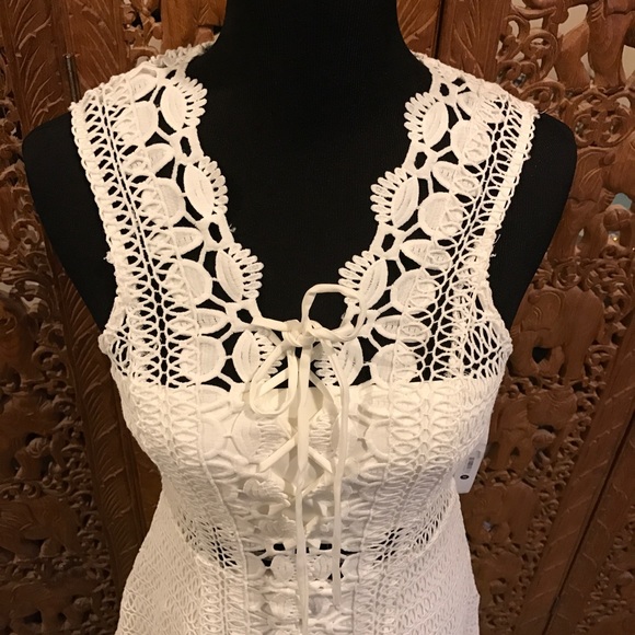 Aqua Lace Up Dress - Picture 3 of 4