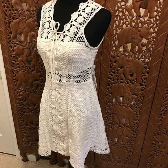 Aqua Lace Up Dress - Picture 2 of 4
