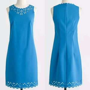 J. Crew 6  Laser Cut Blue Floral Knee Length Dress