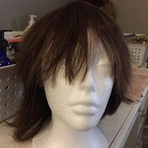 Medium fox brown  💯 % human hair. Shoulder length