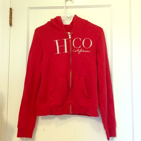 Red Hollister zip up hoodie