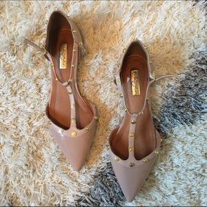HALOGEN Olson nude pink studded flats sz7.5