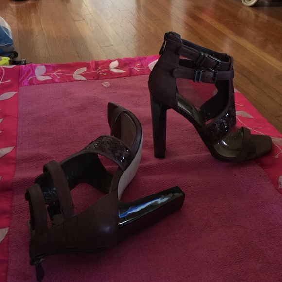 BCBG Maxazria leather high heel sandal