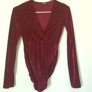 velvet&sheer burgundy missguided bodysuit
