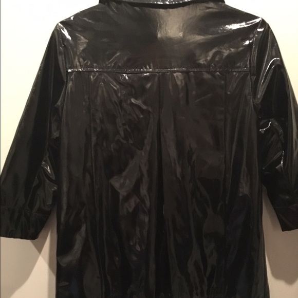 INC Black Paten-style Retro Raincoat - Picture 4 of 4