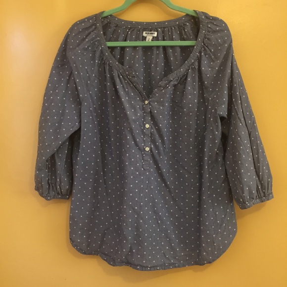 🌲•Old Navy• Polkadot Chambray Top