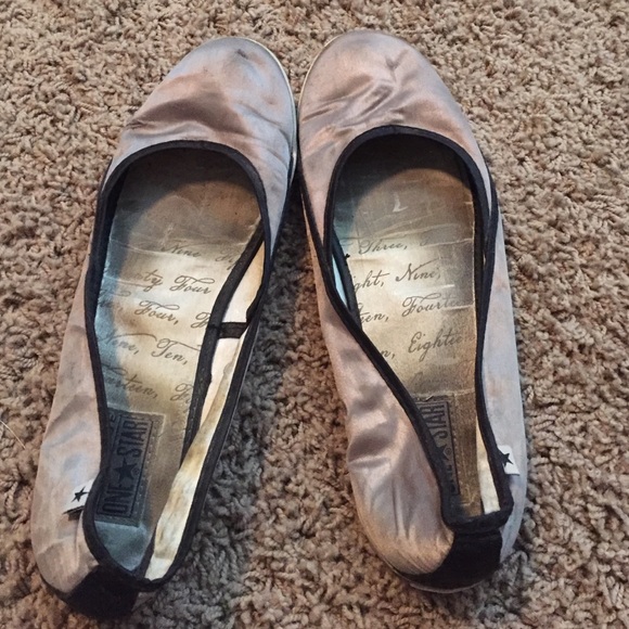 Gold and black converse flats