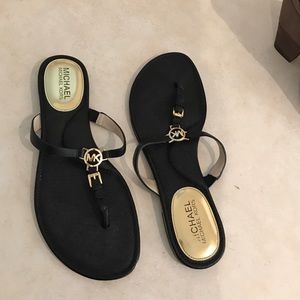 MICHAEL by Michael Kors Black & Gold Sandals