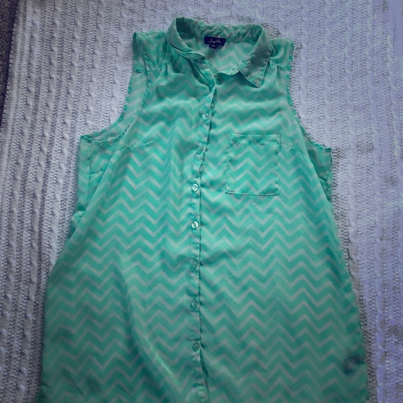 Mint Green Chevron Tank Top