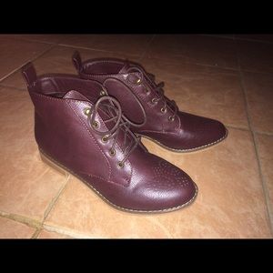 Crimson Lace-up Booties- Excellent Condition!