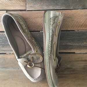 Gold sperry topsiders!