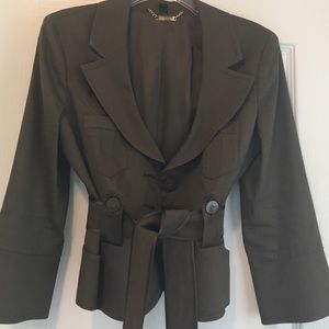 Linen blazer with belt