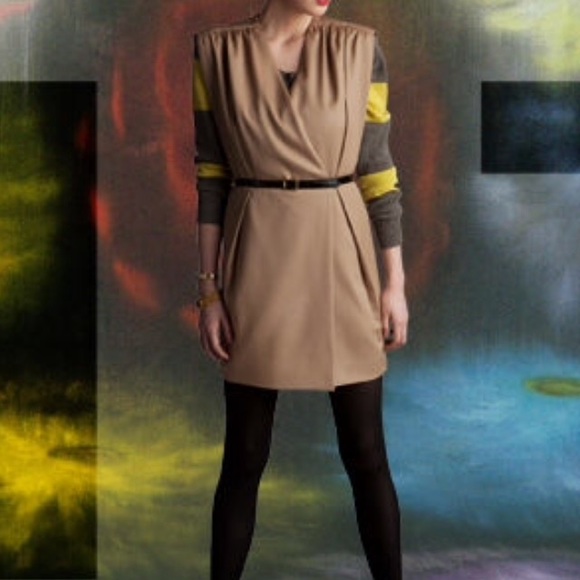 WHIT NY Sheath Work Career Khaki Dress 100% Wool