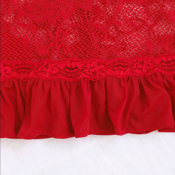 Red Lace & Ruffle Slip - Picture 3 of 4