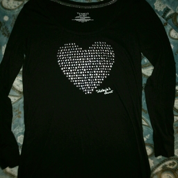 Victoria Secret Black with heart design night gown